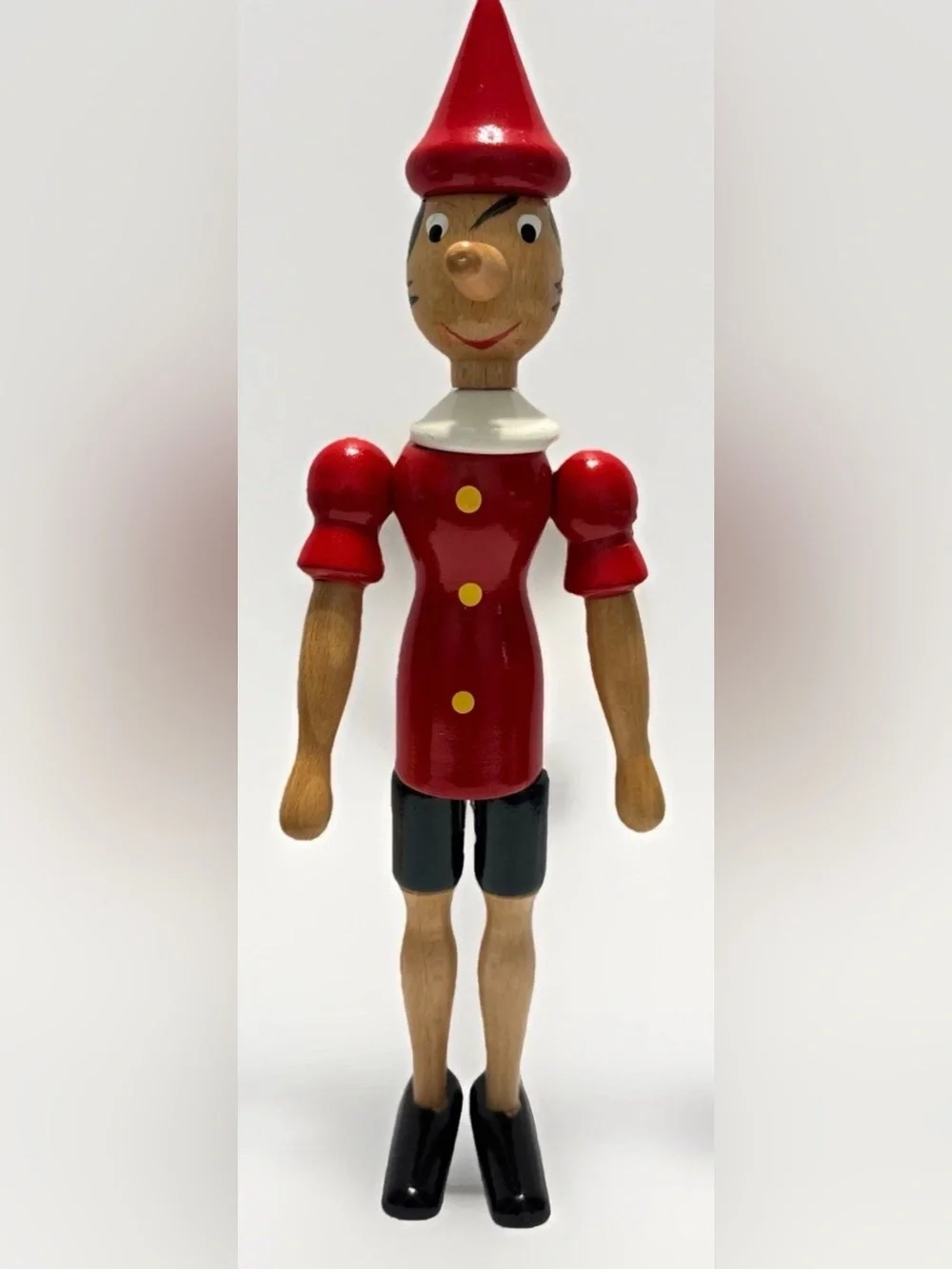 Wooden Pinocchio Doll 9.75” w/ Jointed Poseable Arms, Legs, & Head Made In Italy